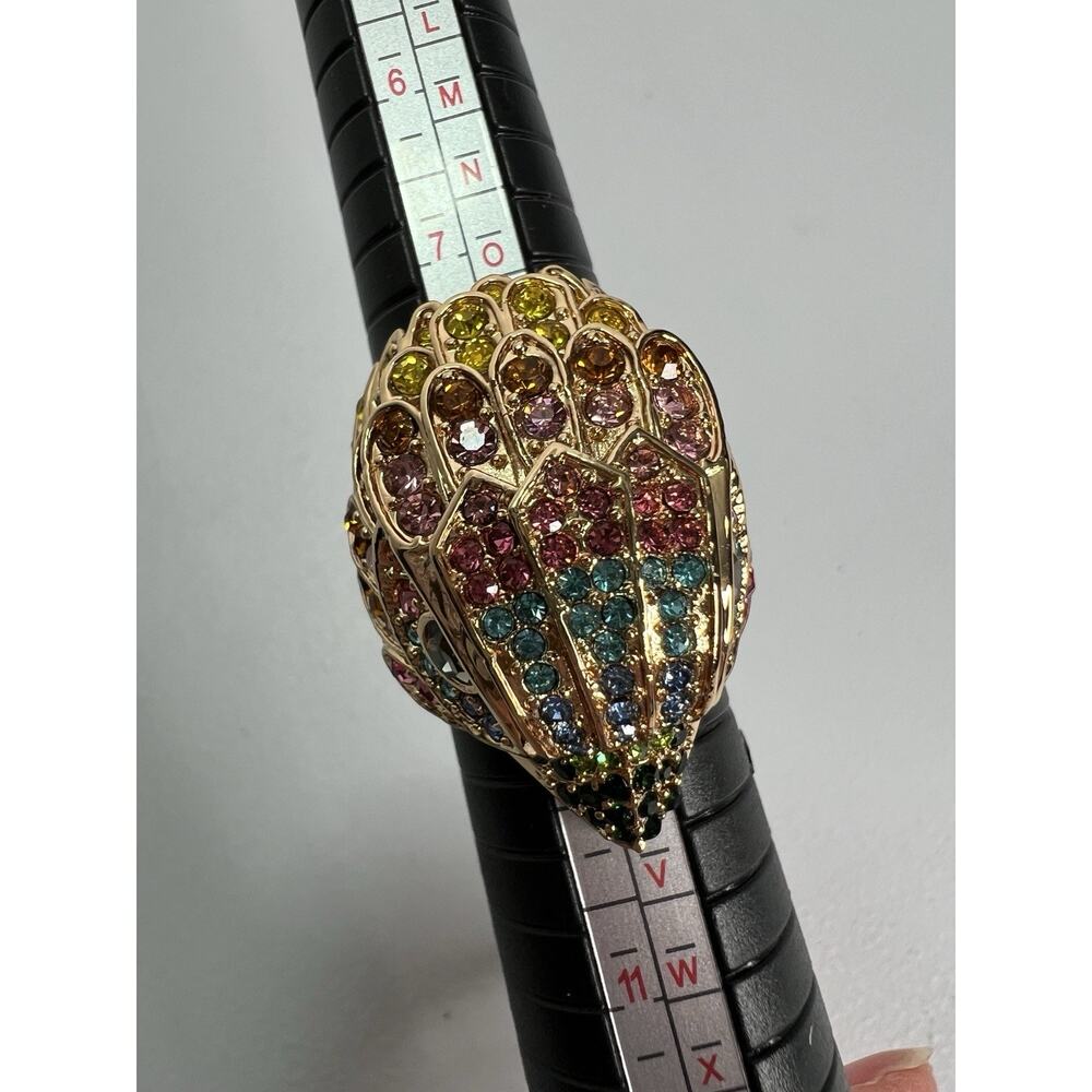 Kurt Geiger Eagle Crystal Brass Ring Multicolor Rainbow Size 9 New - Picture 6 of 13